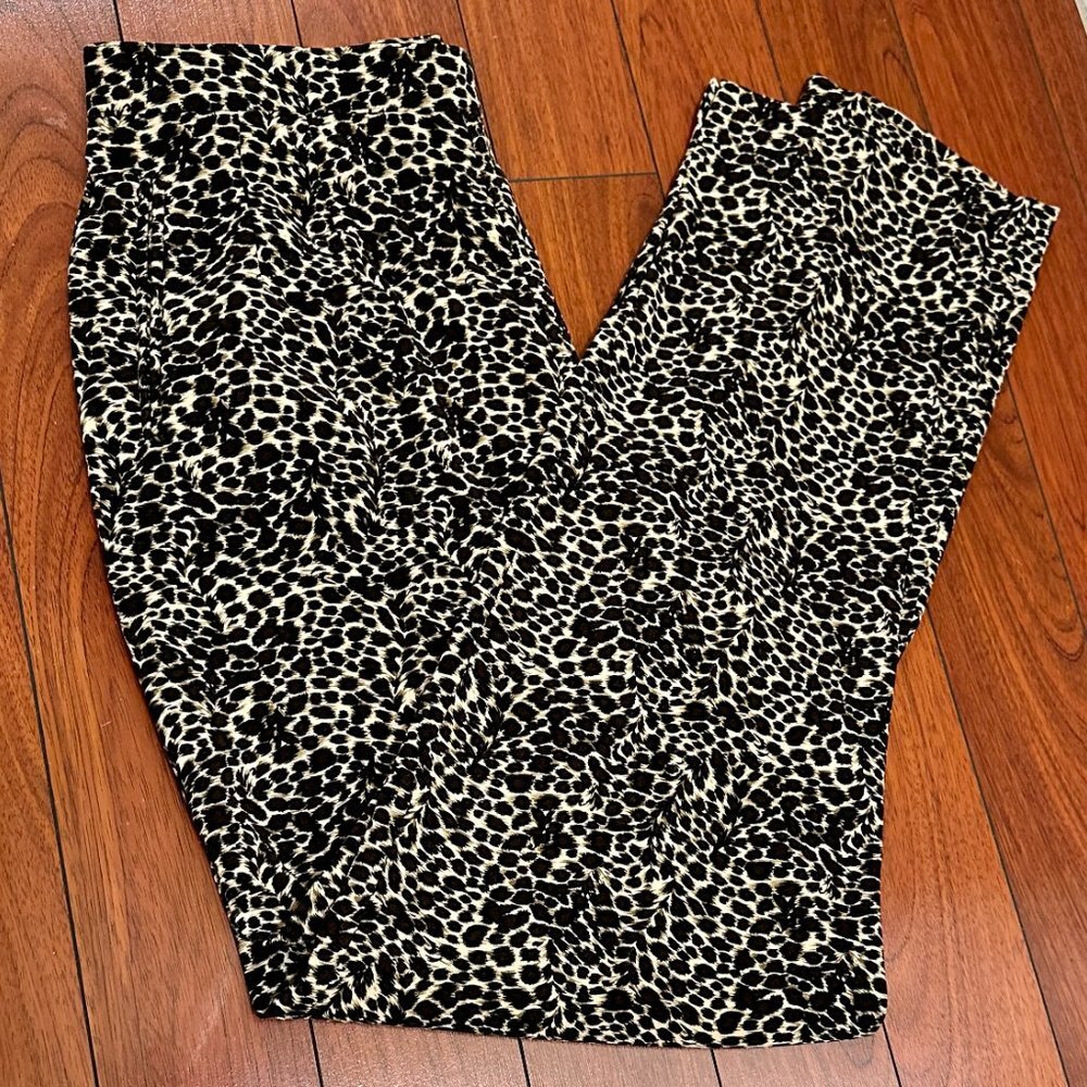 Vintage Sharon Young Women's Leopard Print Pant Size 12 Flat Front Silhouette